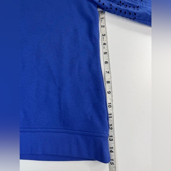 Talbots Eyelet Sleeve Crewneck Sweatshirt Womens Size Small Petite - Picture 7 of 10